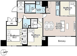 プレジリア日本橋馬喰町 3LDKの間取図画像