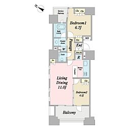 ウエリス銀座二丁目 2LDKの間取図画像