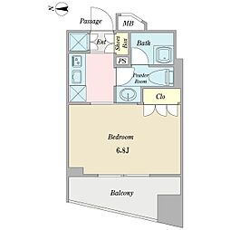 STM高田馬場 1Kの間取図画像