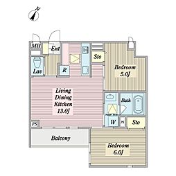 ラヴァンド 2階2LDKの間取り