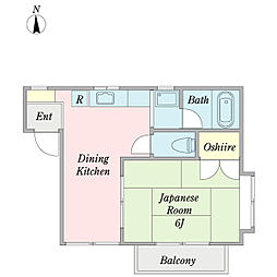 ライフピア一之江1 2階1DKの間取り