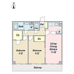 SOLEAOD 2LDKの間取図画像