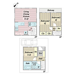南篠崎町3丁目戸建 1階3LDKの間取り