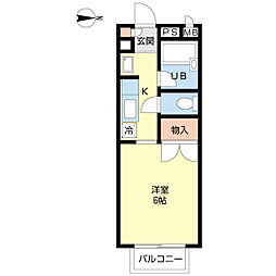 キャメルコートＡ 2階1Kの間取り