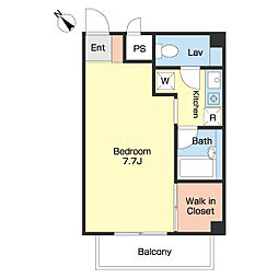 ＨＡＮＡＳＩＮIII 2階1Kの間取り