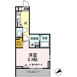 Charme cerisier（シャルム　スリジエ） 2階1Kの間取り