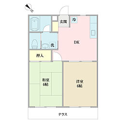 ハイツグリーン2 2DKの間取図画像
