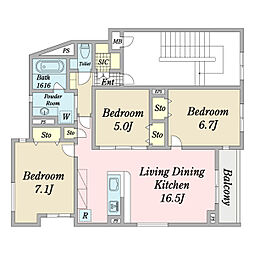 Ｍａｉｓｏｎ　ｄｅ　Ｆａｍｉｌｉａ 2階3LDKの間取り
