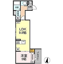 セレスティア大島 203 2階1LDKの間取り