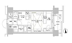 パークスフイア牛込神楽坂 ワンルームの間取図画像