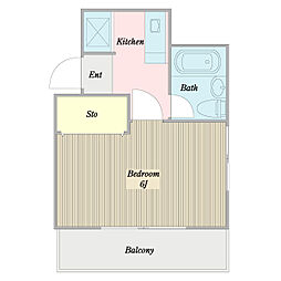 ラフィーネ中葛西 5階1Kの間取り