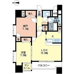 エヴィメリアビルディング 8階1SLDKの間取り