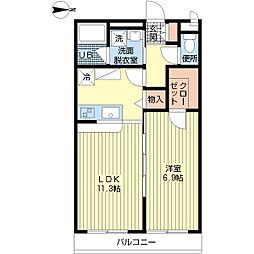 サンライズII 3階1LDKの間取り