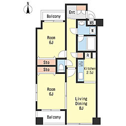 プラージュ 2LDKの間取図画像