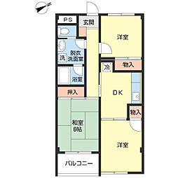 荒井マンション3 3DKの間取図画像
