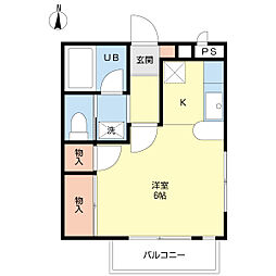 レジデンス7 1Kの間取図画像