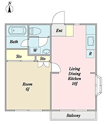 サンハイム東葛西A棟 1LDKの間取図画像