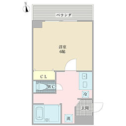 松本マンション 1Kの間取図画像