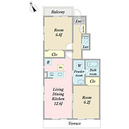 ブランショコラA 2LDKの間取図画像