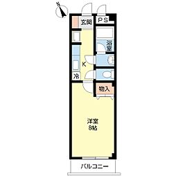 アヴェニール福栄 2階1Kの間取り