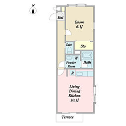 ボヌール 1階1LDKの間取り