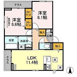 江戸川区上篠崎3丁目アパート 2LDKの間取図画像