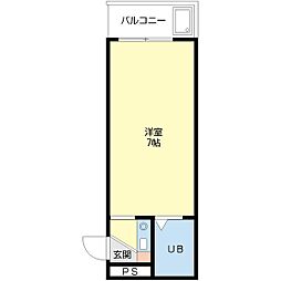 ウインズ行徳2番館 ワンルームの間取図画像