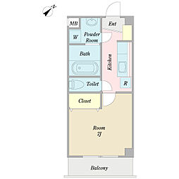 アルベール・プルミエ 1Kの間取図画像