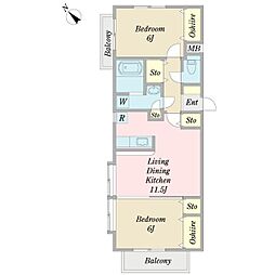 BellCube 2LDKの間取図画像