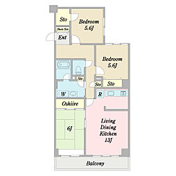 シャンポール本八幡 4階3LDKの間取り