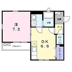 パインコート 2階1DKの間取り