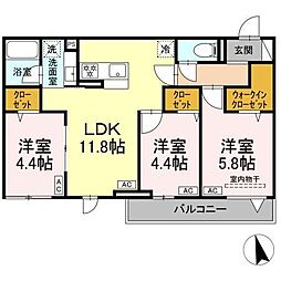 セレスティア東葛西　VI 3階3LDKの間取り