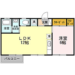 メゾンクレール 1階1LDKの間取り