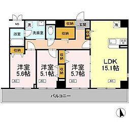 カスタリア西船橋II 3LDKの間取図画像