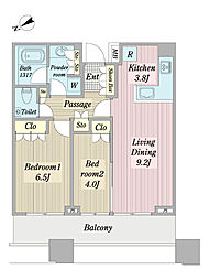 グランドターミナルタワー本八幡 2LDKの間取図画像