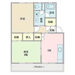 石井ラインマンション 2LDKの間取図画像