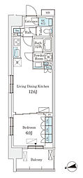 スカイグランデ津田沼 1LDKの間取図画像