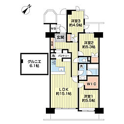 京成サンコーポ市川 3LDKの間取図画像