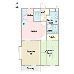 クレセント 0205 2階2DKの間取り