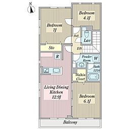 アリビオ 3LDKの間取図画像