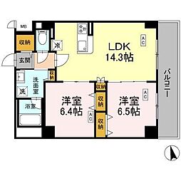カスタリア西船橋II 2LDKの間取図画像