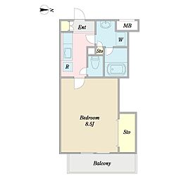 カトラン 1Kの間取図画像