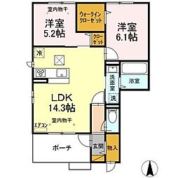 Felice　I 1階2LDKの間取り