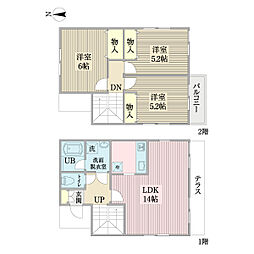 上高野賃貸戸建Ｄ棟 1階3LDKの間取り