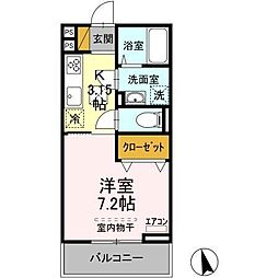KT 5th 1階1Kの間取り
