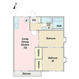 サントネージュ 2階2LDKの間取り