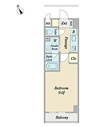 ＡＨＣレジデンス村上 5階1Kの間取り