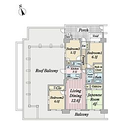 シャリエ習志野東 4LDKの間取図画像