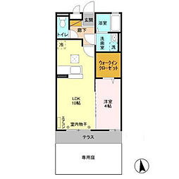 アヴェニール志津A 1LDKの間取図画像