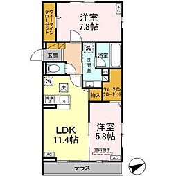 トリシアYH II 1階2LDKの間取り